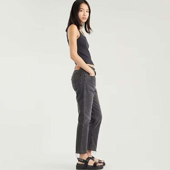 LEVI'S 501 CROP JEANS Get Off My Cloud - Black - Picture 3 of 7